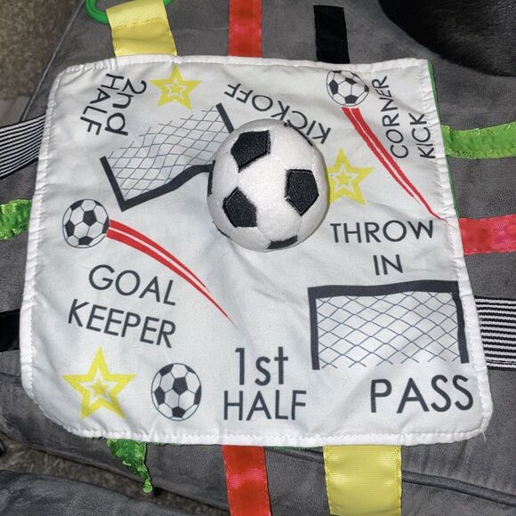 Baby Jack Lovey Security Blanket Plush Minky Tags Satin Soccer Nursery Goal Red - Picture 2 of 11